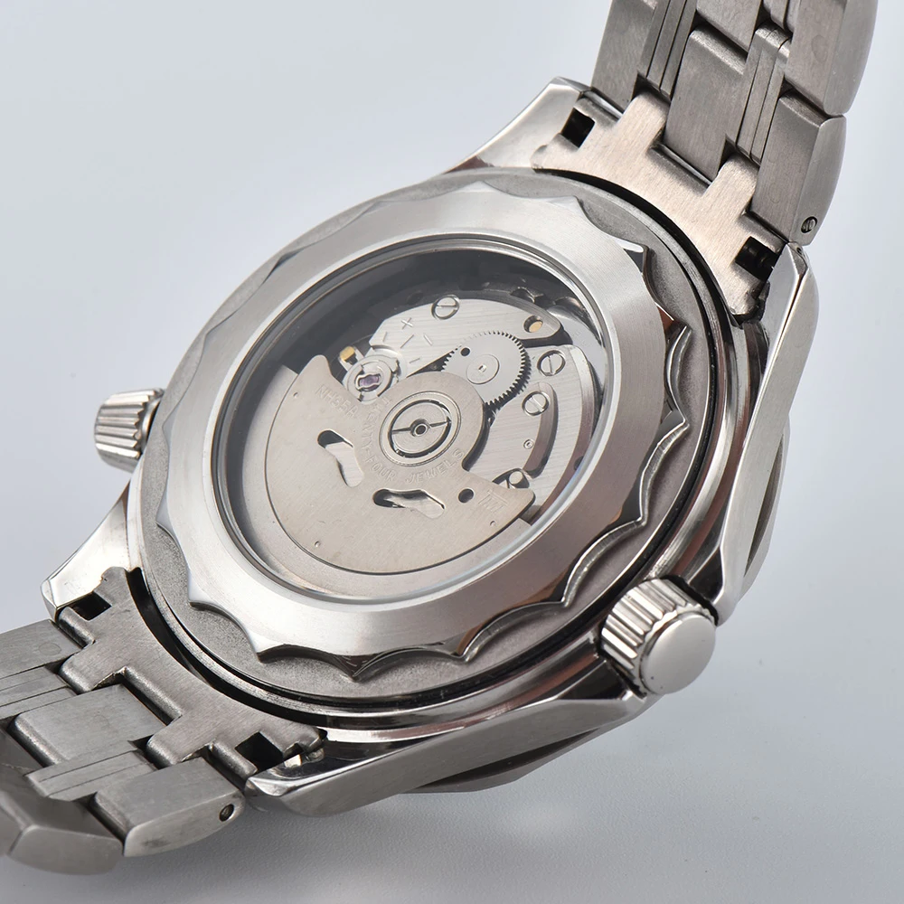 42mm luminous display men's watch automatic mechanical watch with NH35 movement, stainless steel strap sapphire glass view 2