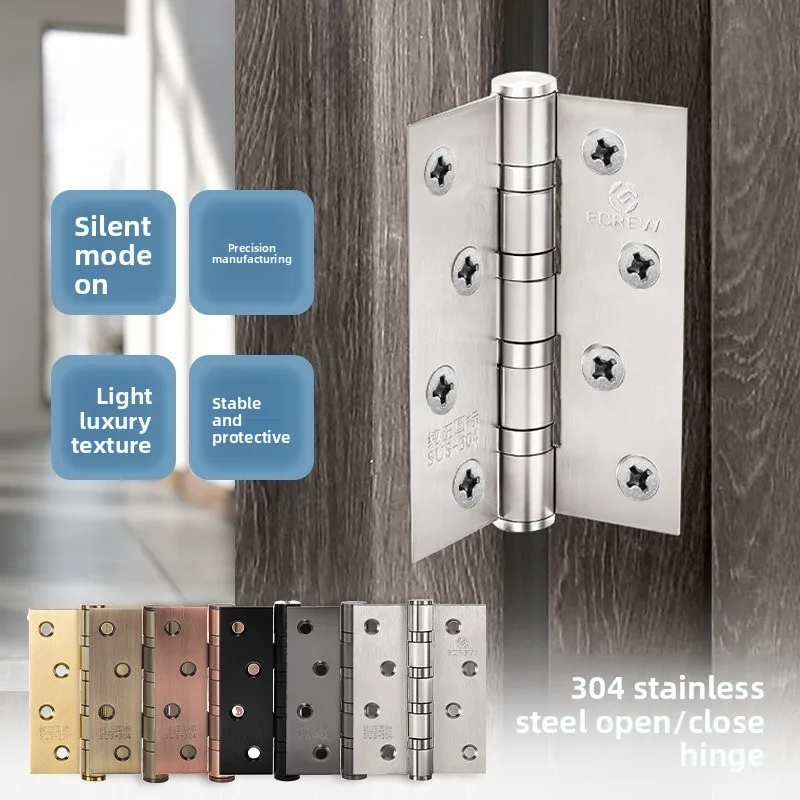 304 hinge stainless steel 4-inch flat open silent bearing hinge outdoor rust-proof and corrosion-resistant large hinge