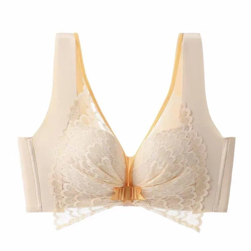 Front Button Fish Tail Back Bra Small Bust Lift Beautiful Back Tight Gather Wire Free Medium Thickness Ultra Gather Comfort  Bra