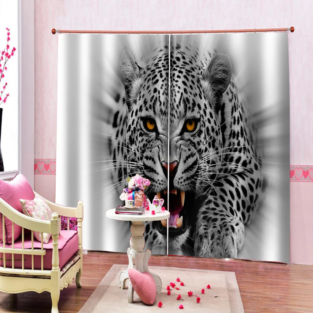 Luxury Blackout 3D Window Curtain For Living Room grey tiger curtains 3D Window Curtains For Living Room Bedroom Customized size