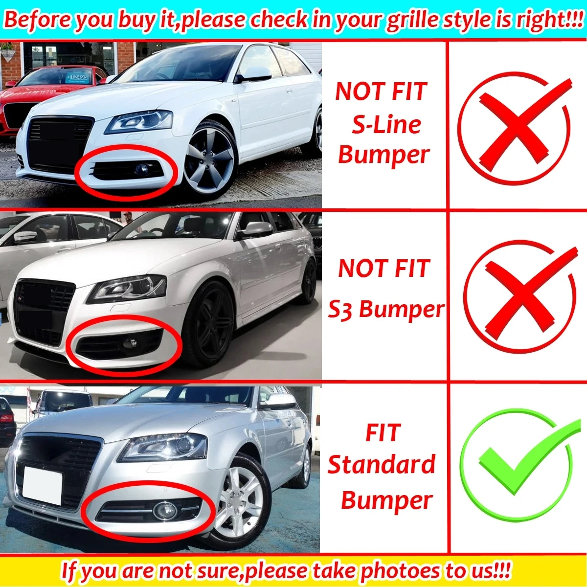 For Audi A3 8P 2009-2013 Front Bumper Fog Light Grille 1Pair Car Honeycomb Mesh Fog Lamp Grille Cover