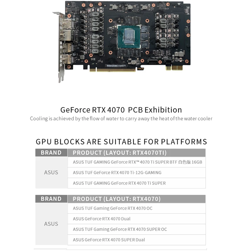 Imagem -06 - Bykski-radiador de Refrigeração de Cobre Uso de Bloco de Água para Asus Tuf Rtx 4070ti 12g Gaming 4070 Super Gpu Card N-as4070tituf-x-v2