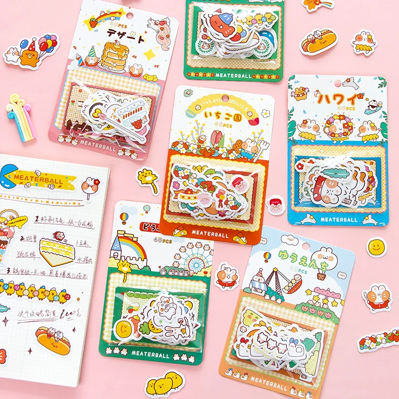 40pcs/1lot Kawaii Stationery Stickers Mitt cat Diary Travel planner Decorative Mobile Stickers Scrapbooking DIY Craft Stickers