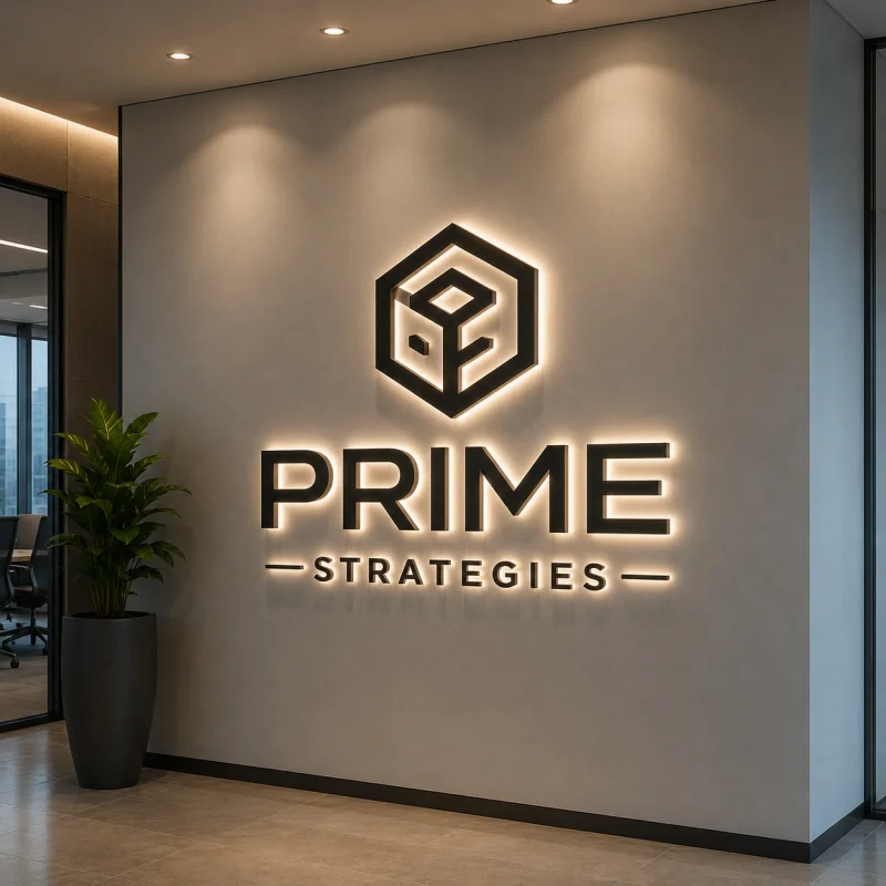 Custom Office Reception LED Logo Sign Backlit Stainless Steel Channel Letters For Corporate Lobby Wall Reception Desk