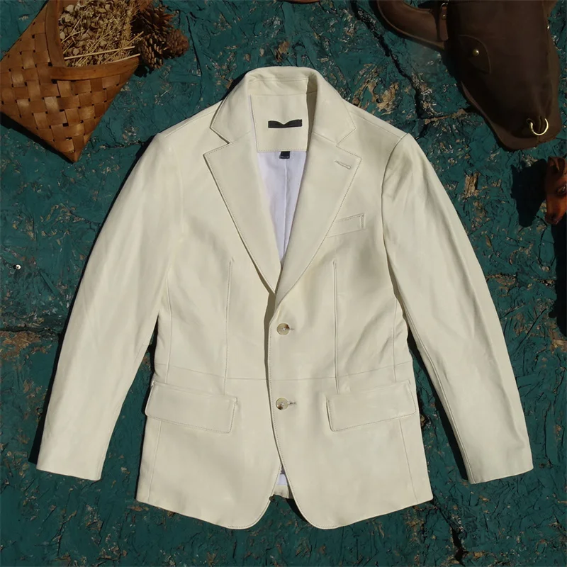 

Мужская куртка из натуральной кожи Pure White Original Color American Leftover Top Layer, ветрозащитная, в западном стиле