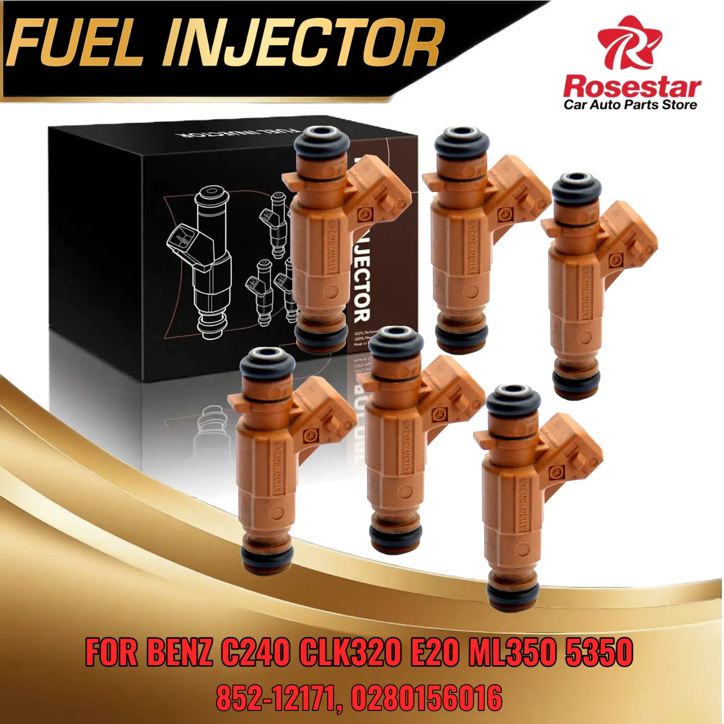 

For Mercedes 6PCS Fuel Injectors Set Fits 3.2L 3.7L Engine 85212171 0280156016 C240 E320