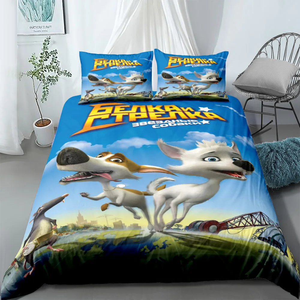 Belka i Strelka Duvet Cover Set EU Single Double King US Twin Full Queen Size  Bedclothes