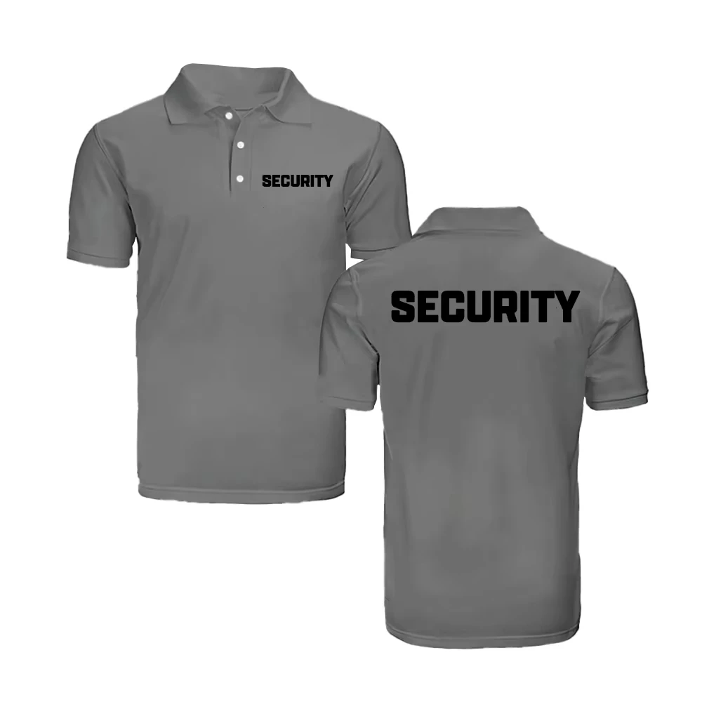 Classic Security Officer Men's Solid Color Custom Logo Polo Shirt Casual Polyester Lightweight Soft Work Uniform Bulk Tops
