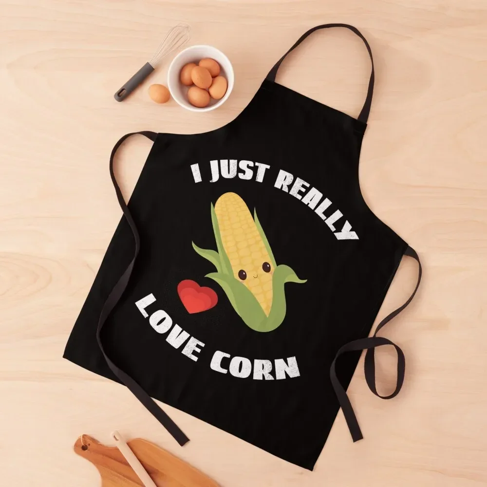 

Corn On The Cob, I Just Really Love Corn Apron Home and kitchen products Chef Uniform For Men Kitchens Men Kitchen Items Apron