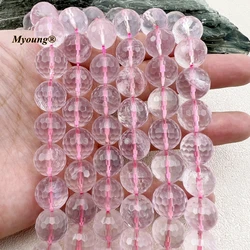 13-14MM Large Faceted Natural Rose Quartzs Crystal Round Loose Beads For DIY Jewelry Making MY231201