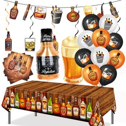 Whiskey Birthday Party Decorations Balloons Hanging Swirls Tablecloth Beers 30th 40th 50th Whiskey Birthdayy Party Decorations