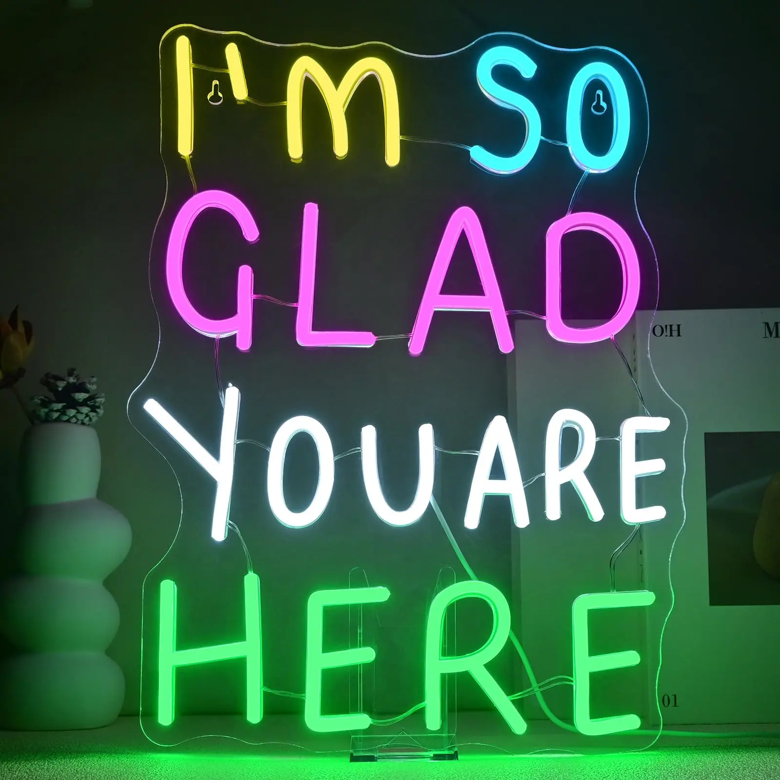 

I'm So Glad You Here Neon Sign Led Neon Lights for Wall Decor Kids Room School Opening Ceremony Decorations Gifts