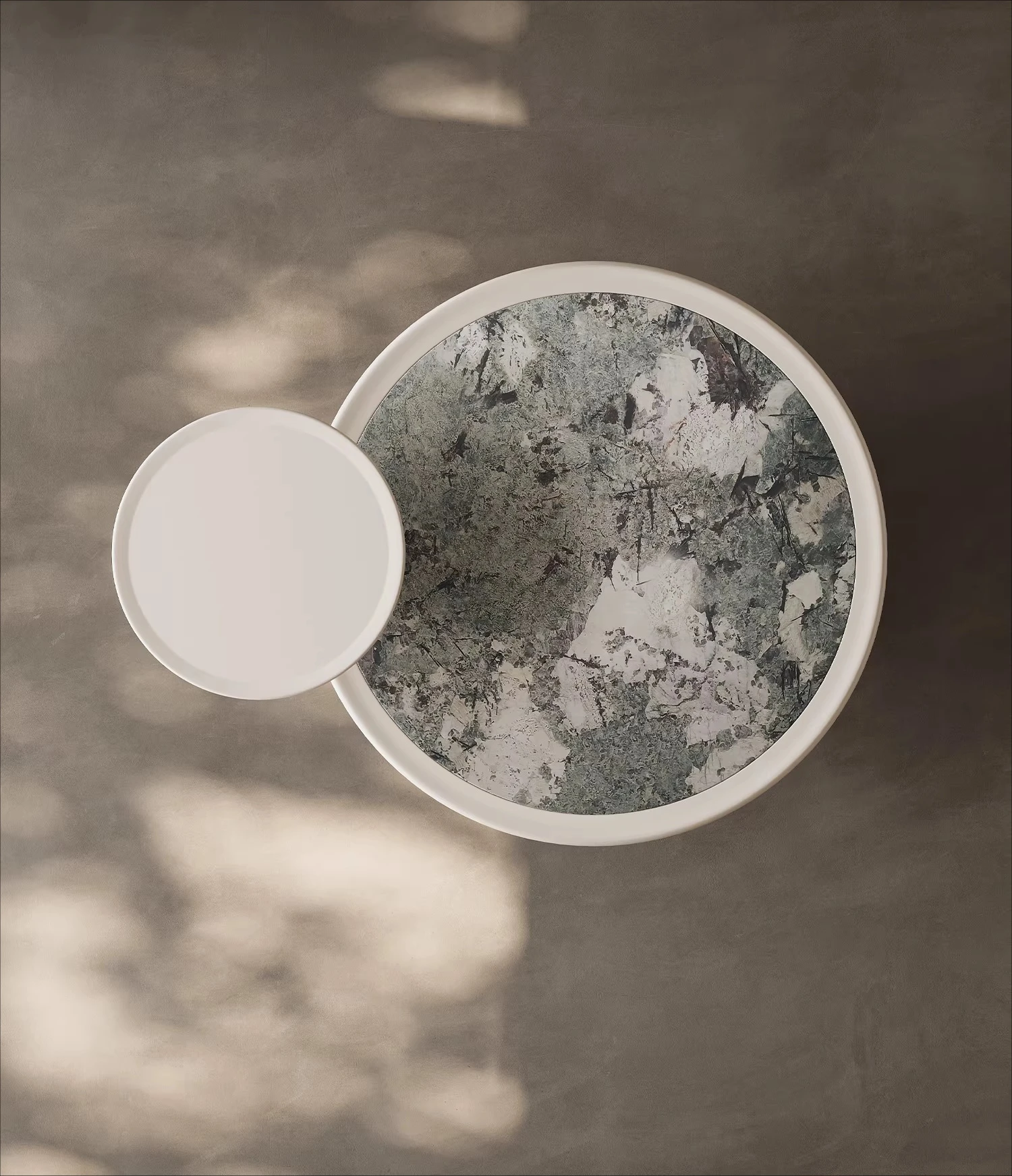 Wabi Sand Wind Art Coffee Table Combination Cream Wind Slate High-end Designer Household Solid Wood Round Small Apartment