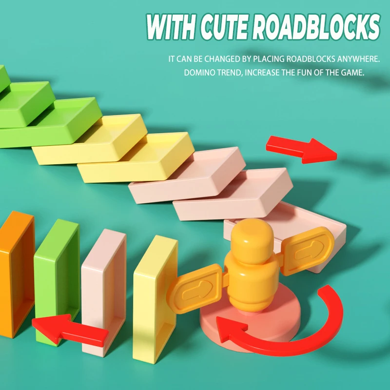 لعبة قطار الدومينو للأطفال، سيارة كهربائية أوتوماتيكية، مجموعة الطوب الدومينو الملونة، ألعاب تعليمية للأطفال، هدية عيد ميلاد