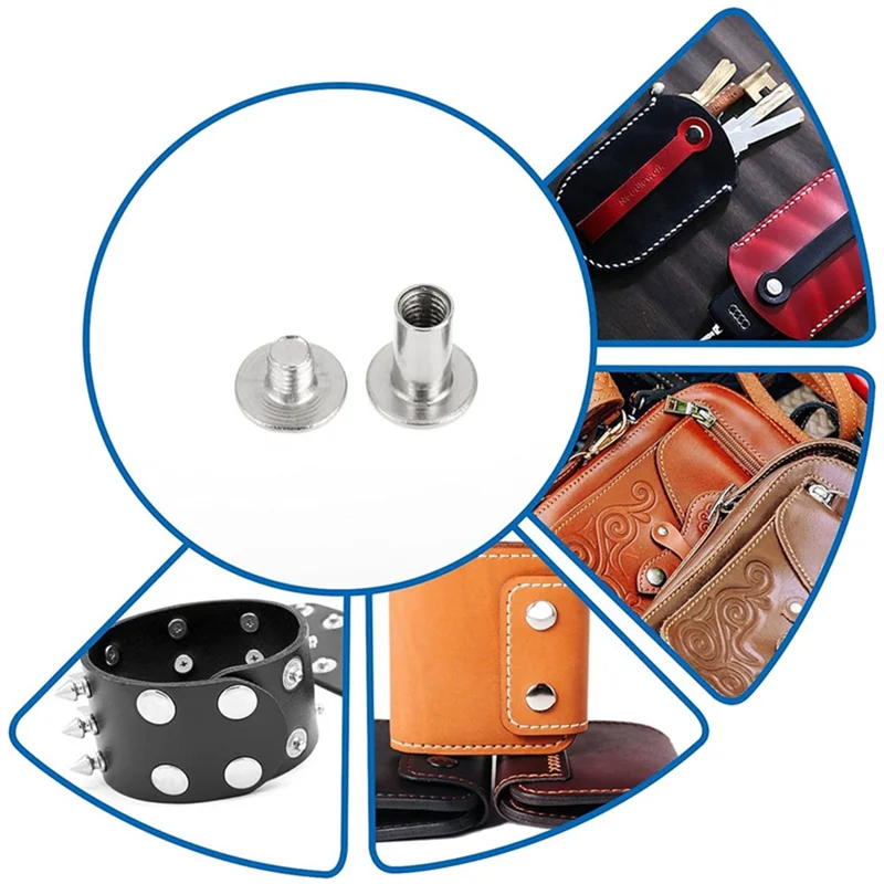 

ABKR-90Sets Chicago Screws Kit, 6 Sizes Screw Rivets Metal Chicago Binding Screws For DIY Repair Leather Craft Belt