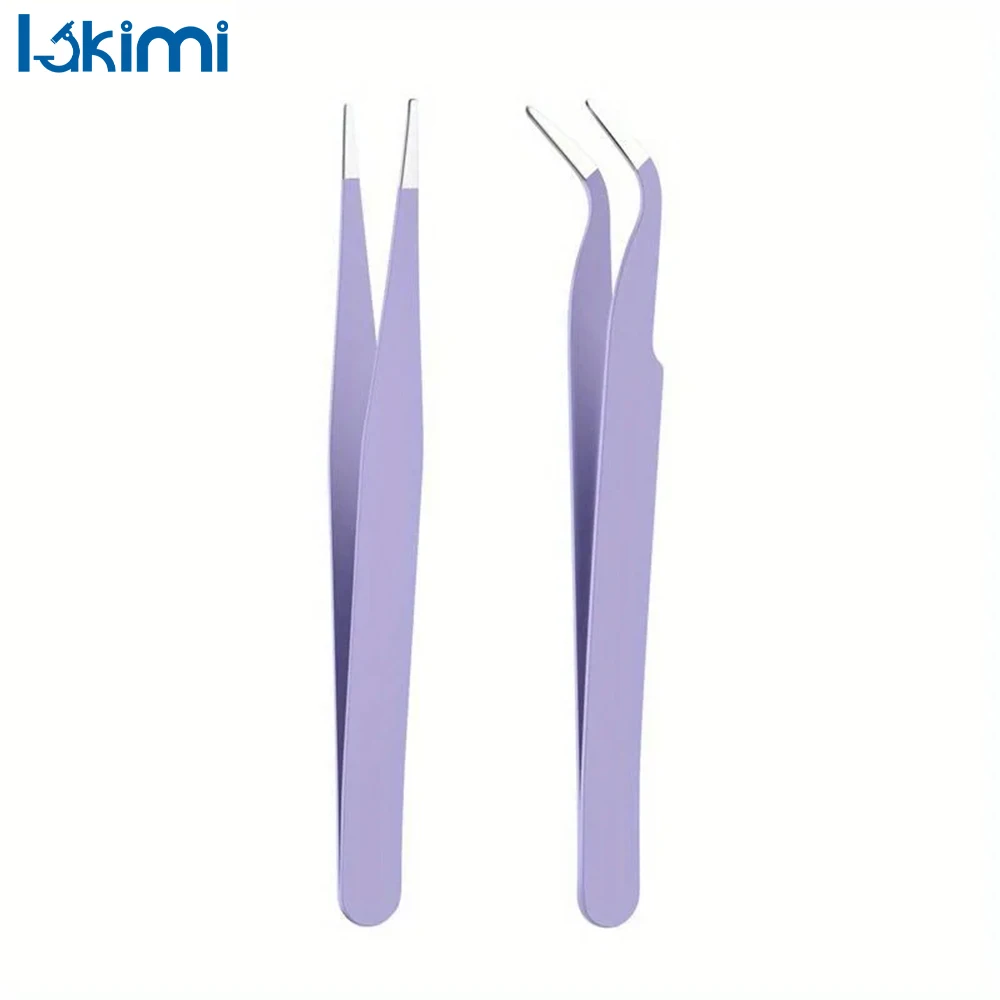 

2pcs Straight And Curved Head Tweezers, Stainless Steel Precision Tweezers, Color Scrapbook Tweezers LK-AA298