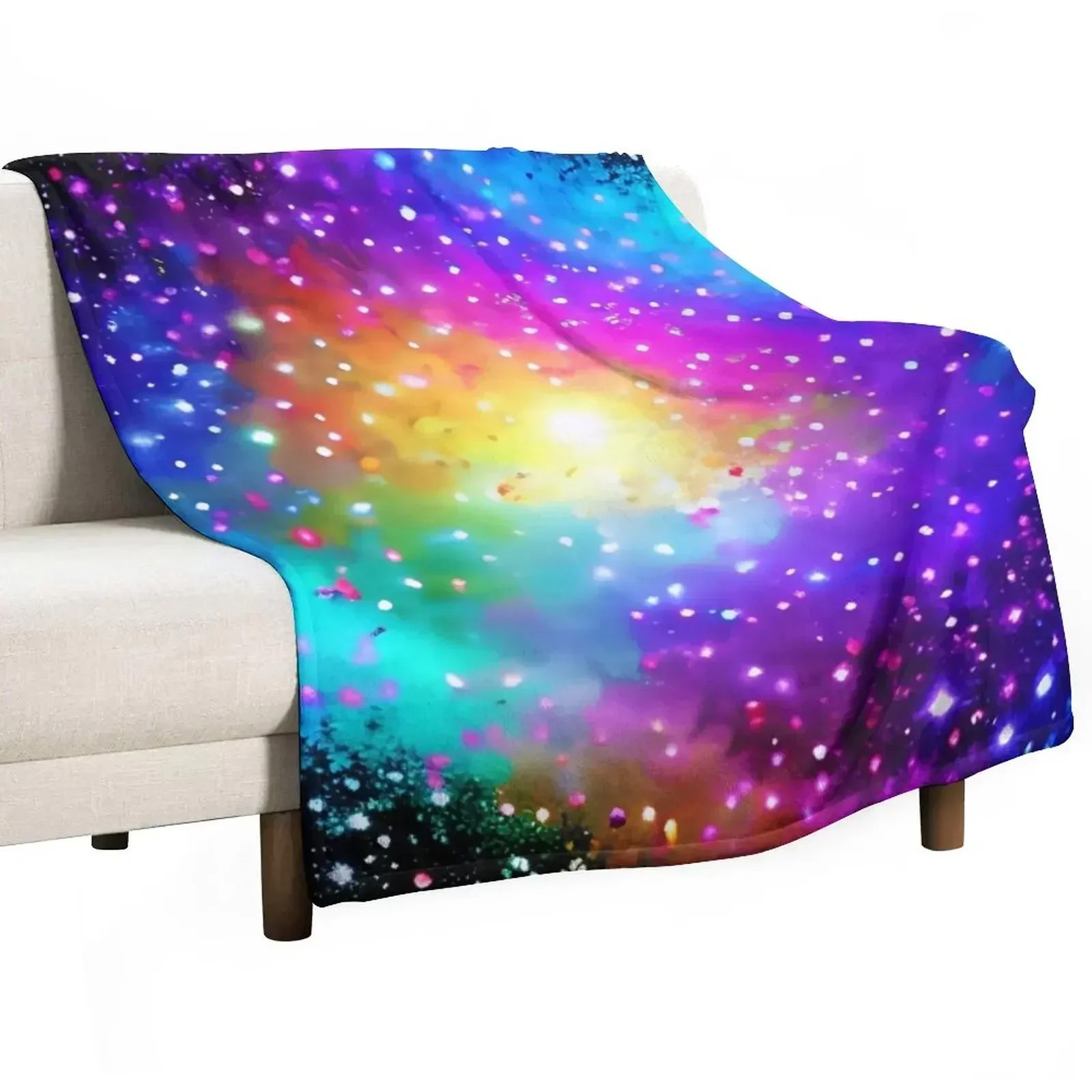 

Rainbow Galaxy art Throw Blanket Sofa Throw Flannel Fabric warm for winter Soft Big Blankets
