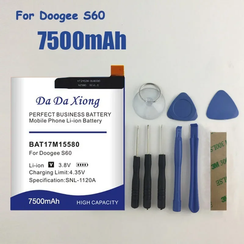 

Аккумулятор DaDaXiong BAT17M15580 и BAT17S605580 7500 мАч запасные части для DOOGEE S60 запасные части для смартфона