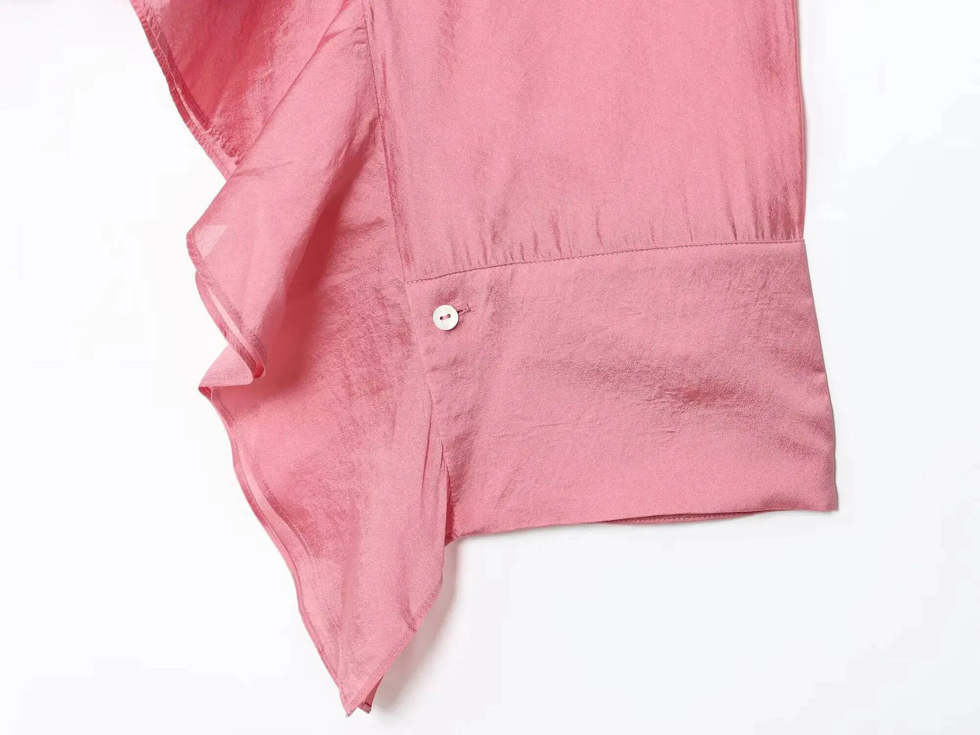 European American Style Autumn New Women's Clothing Gentle And Fashionable Pink Ruffled Shirt Top