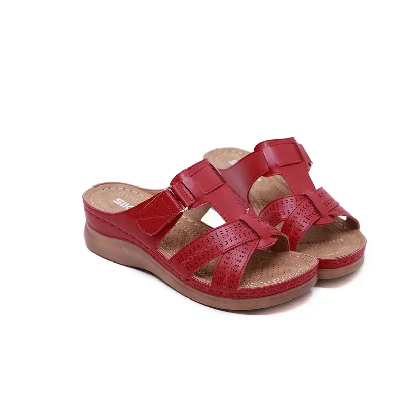 Sandali con zeppa da donna estivi 2021 sandali con punta aperta ortopedici Premium scarpe retrò con piattaforma femminile Casual in pelle antiscivolo Vintage