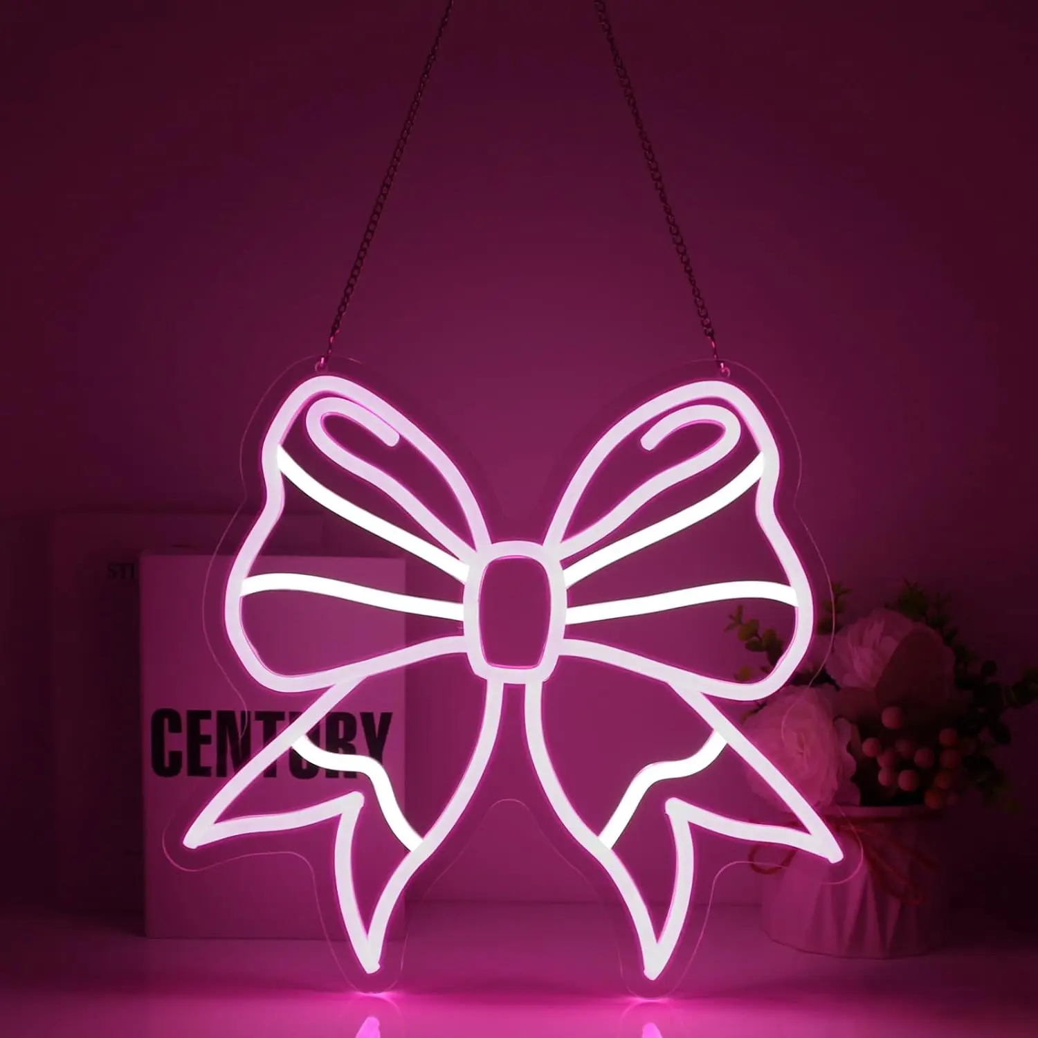 

Pink Bow Neon Sign for Bedroom Dimmable Coquette Ribbon Bow Birthday Decor 5/12V USB Power with Dimmable Gifts for Girls Party