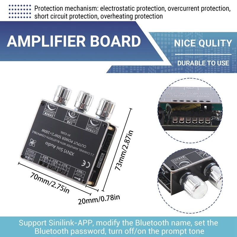 【Superdeals】XY-E100L 2.1 Channel For Bluetooth Audio Amplifier Module 50Wx2+100W High And Low Tone Subwoofer Amplifier Board Spe