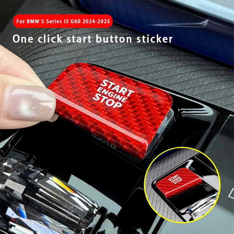 Real Carbon Fiber Car Engine One-Touch Start Button Cover Sticker Trim For BMW 5 7 Series i5 i7 X3 G07 G45 G60 2023-2025