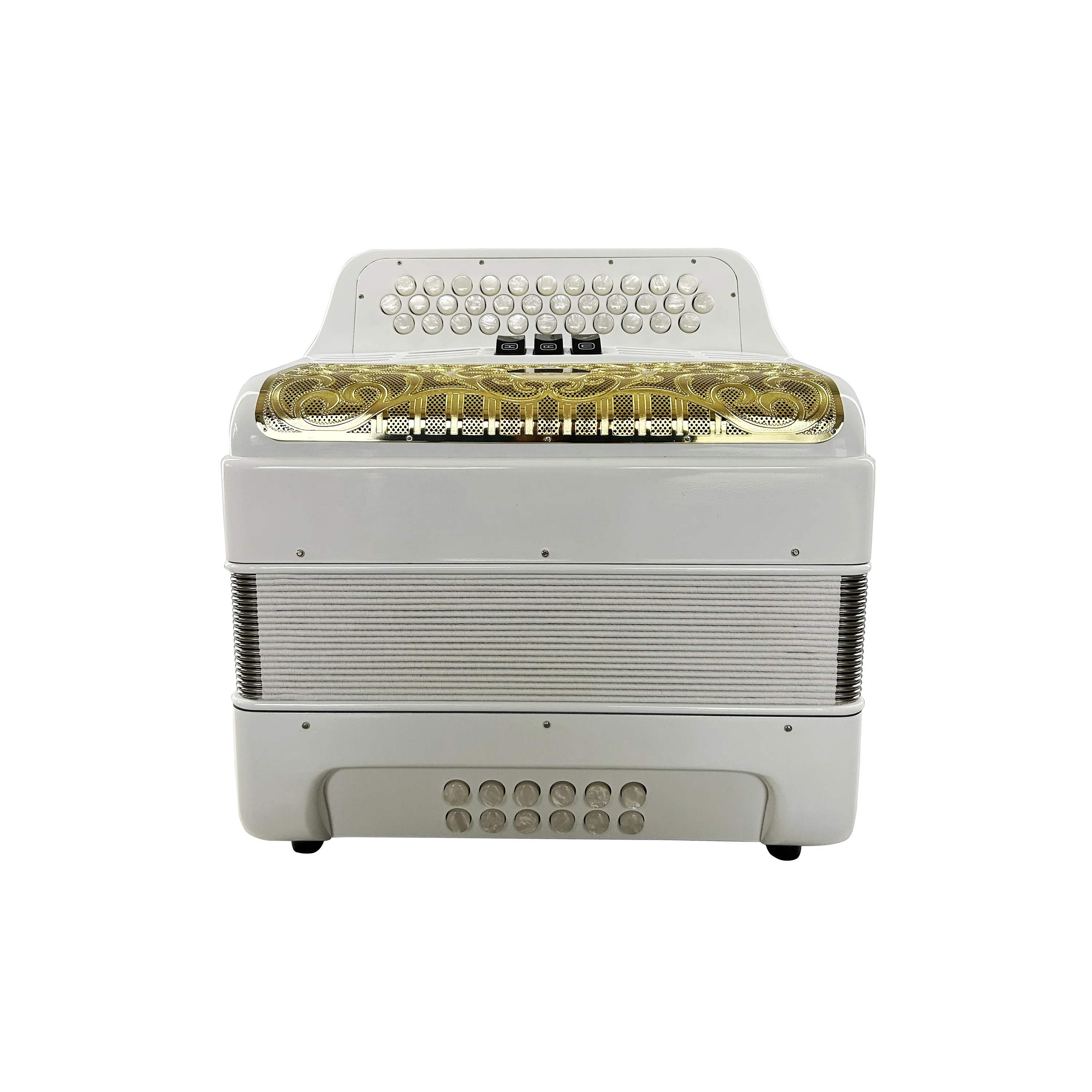 

34 Buttons 12 Bass 3 Registers Bright White Accordion Gold Grill White Buttons Accordion Instrument Acordeon Musical JB3412C