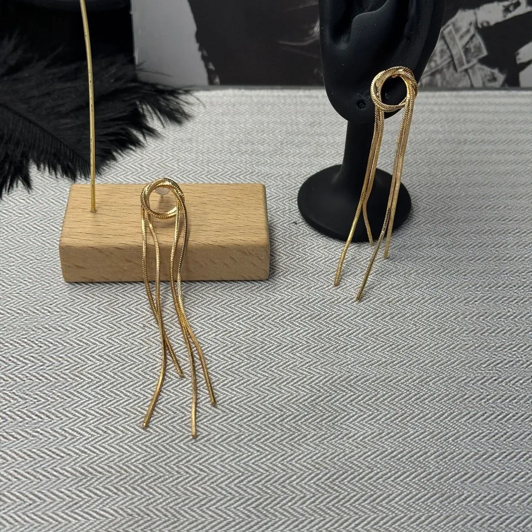 Light Luxury Linear Tassel Threader Earrings for Women Fashion Metallic Fringe Alloy Drop Earrings Friendship Jewelry Gifts