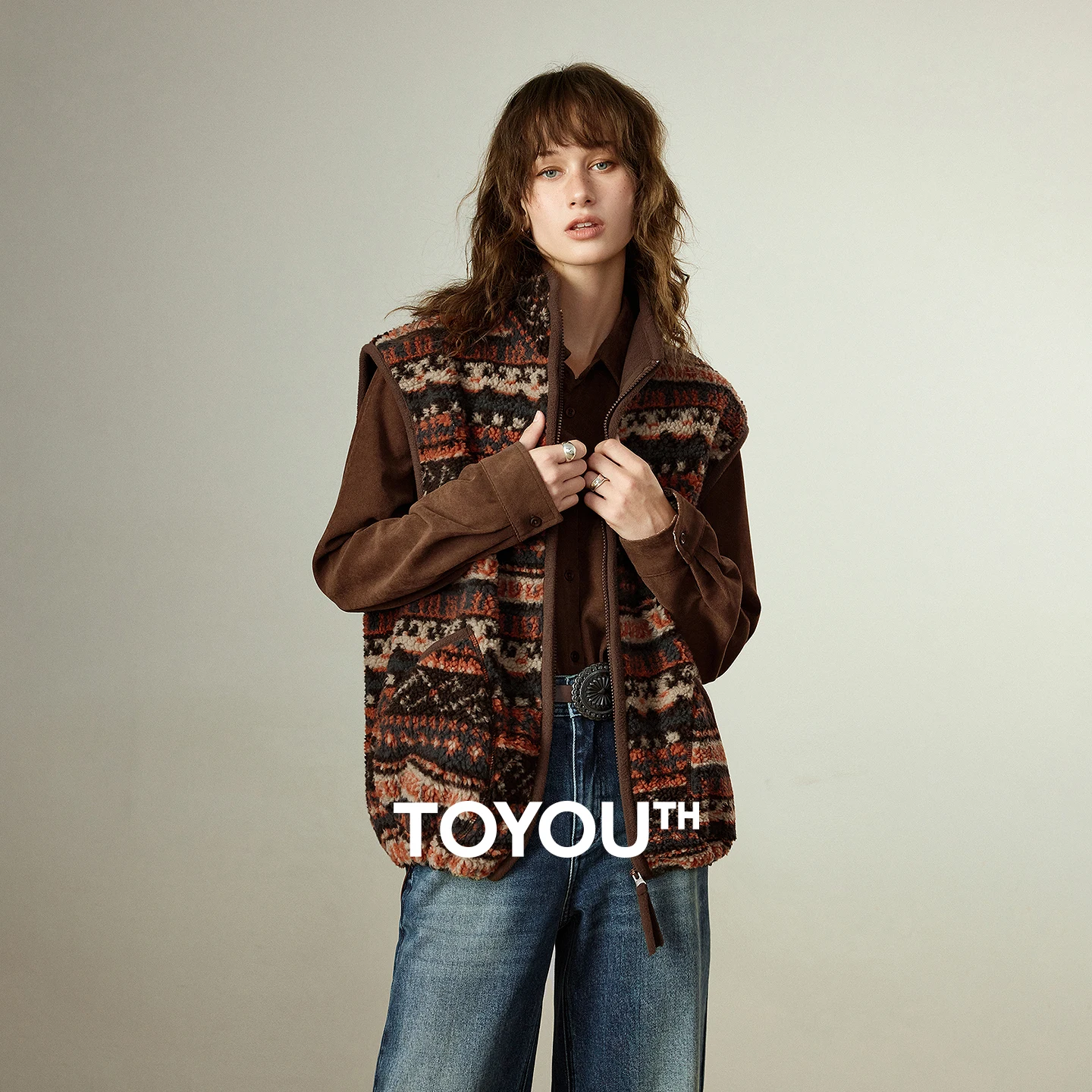 

Женские жилеты TOYOUTH, новинка зимы 2021, новинка в скандинавском стиле, свободная верхняя одежда из овчины с флисовой подкладкой и воротником-стойкой