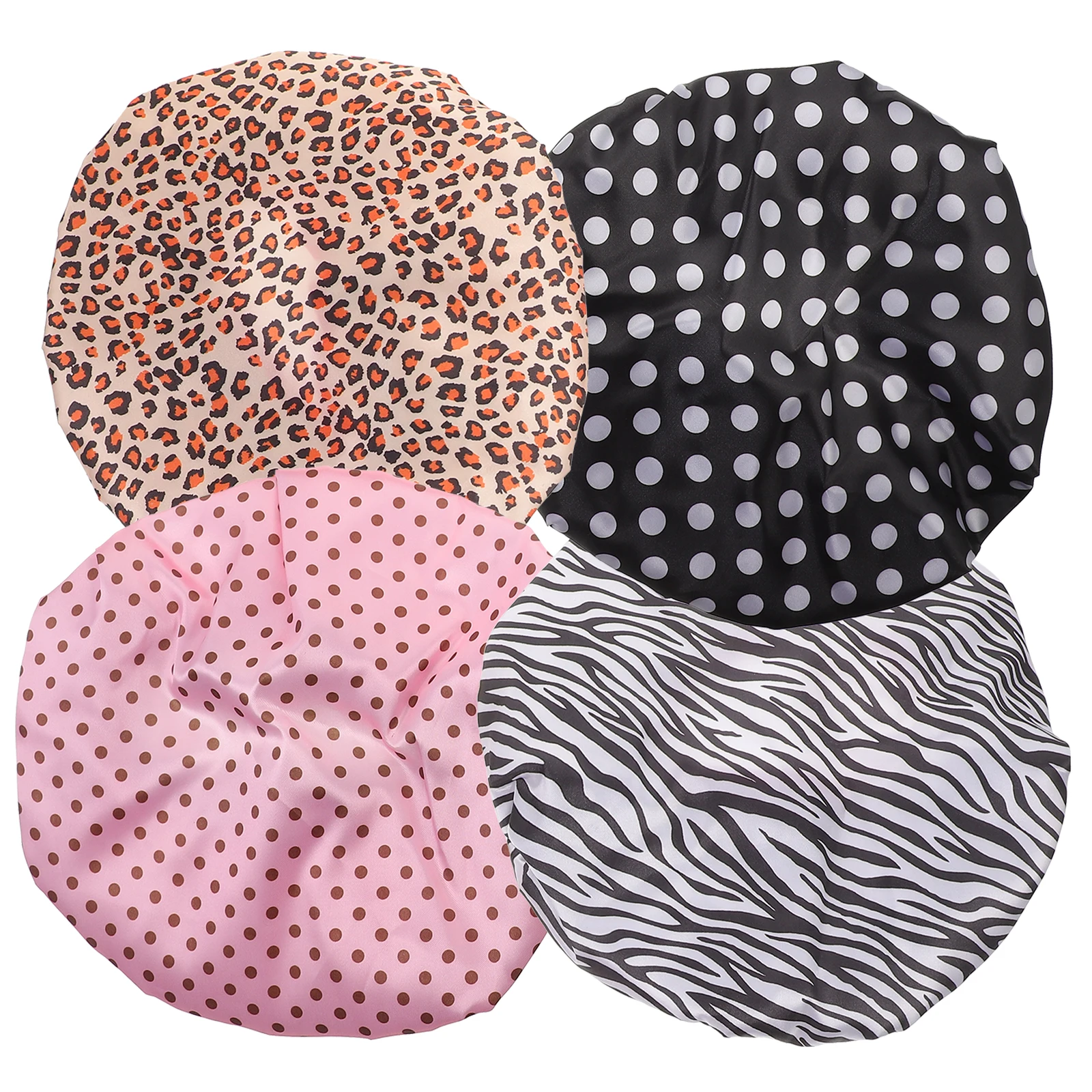 

4pcs Waterproof Shower Caps Double Layer Bathing Caps For Women Men Reusable Hair Protection Hat Breathable Travel Bath Cap Fit