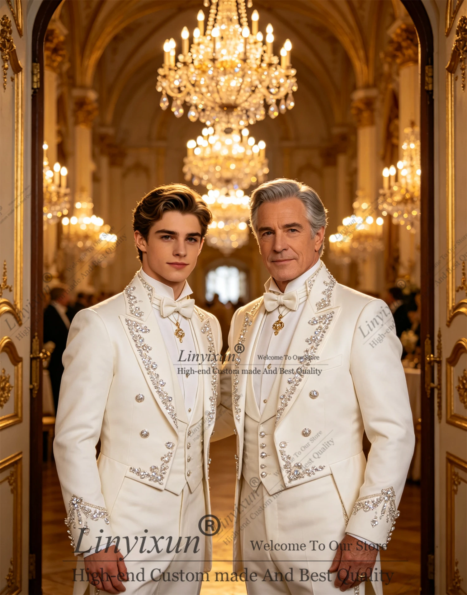 Trajes de hombre con adornos de diamantes, elegantes trajes de boda para hombre, conjuntos de 3 piezas, trajes de novio, blazers para hombre, trajes de gala personalizados, esmoquin ajustado.