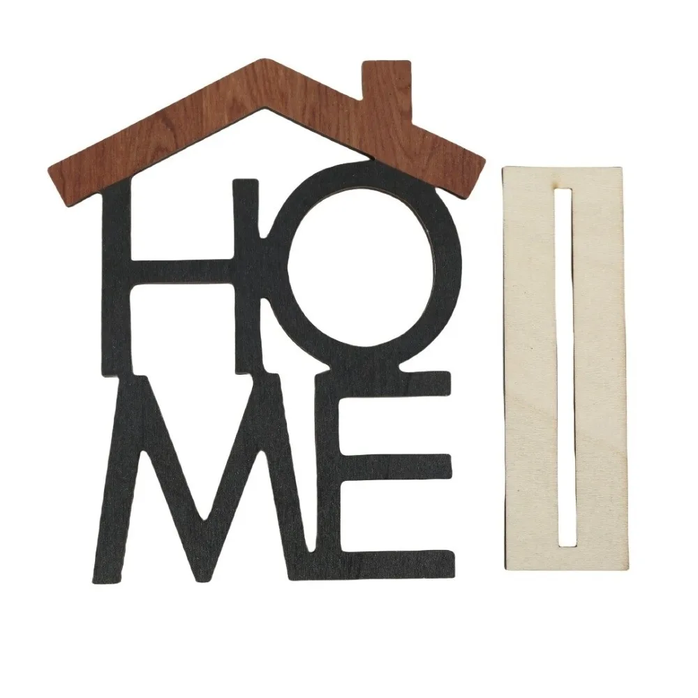 Wooden Models Wood Home Ornaments HOME LOVE House-Shaped Love Miniature Decoration DIY Geometric Letter Car Interior Ornament