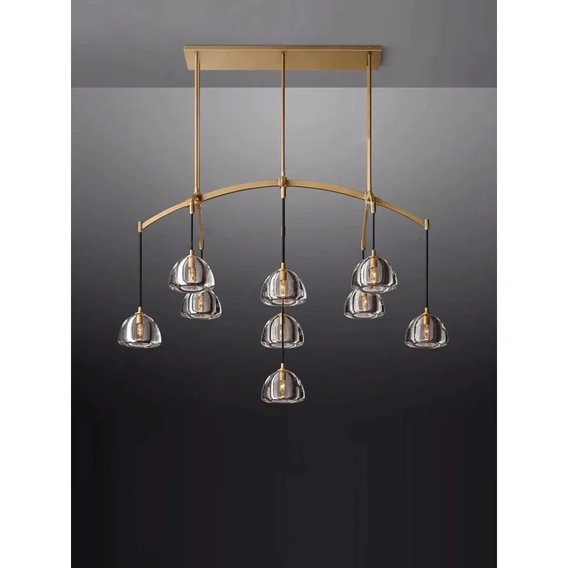 

Black Brass Retro American K9 Crystal Copper LED Chandelier Suspension Lampen Dinning Room Living Room Duplex Villa Lighting