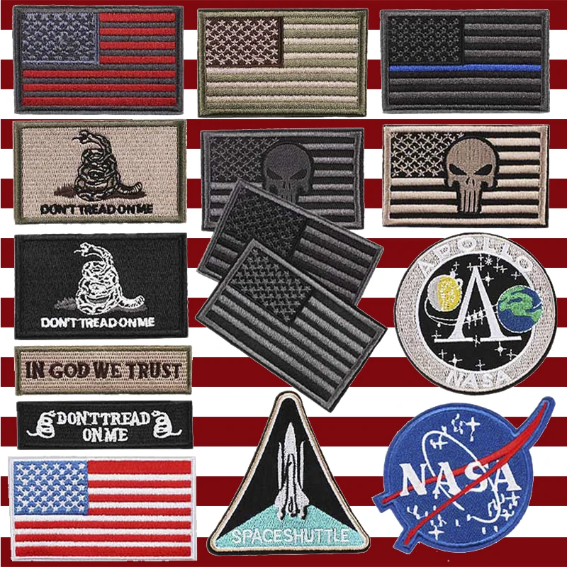 Geborduurde Amerikaanse vlag patches, badge stickers voor volwassenen kleding, opstrijk patch, doe-het-zelf-applicaties, kledinghoeden patches