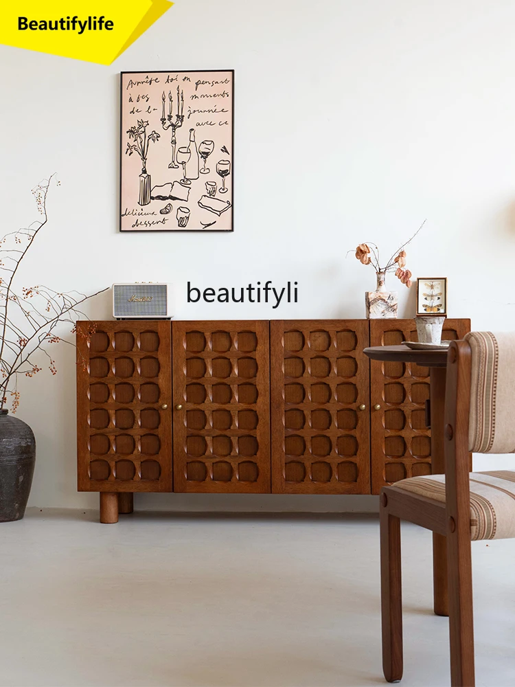 

A57 Medieval Style Solid Wood Sideboard Storage Cabinet for Living Room and Entrance