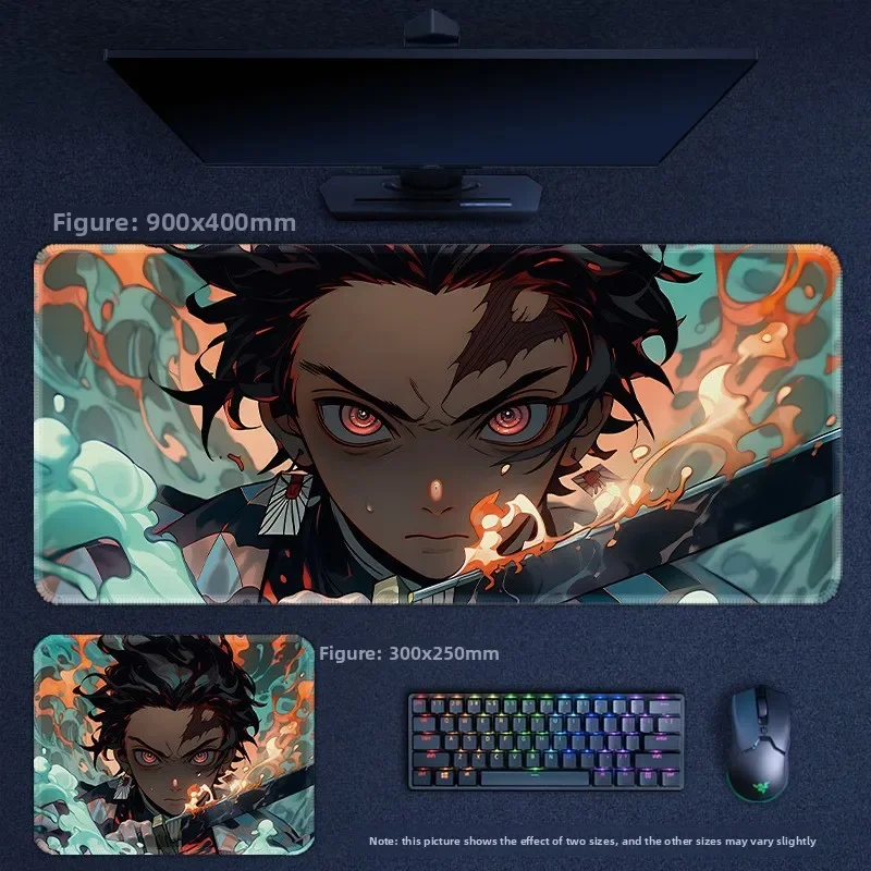

2025Demon Slayer Mouse Pad Leather Oversized Japanese Anime Kamado Tanjirou Two-dimensional Keyboard Pad Computer Table Mat Bo