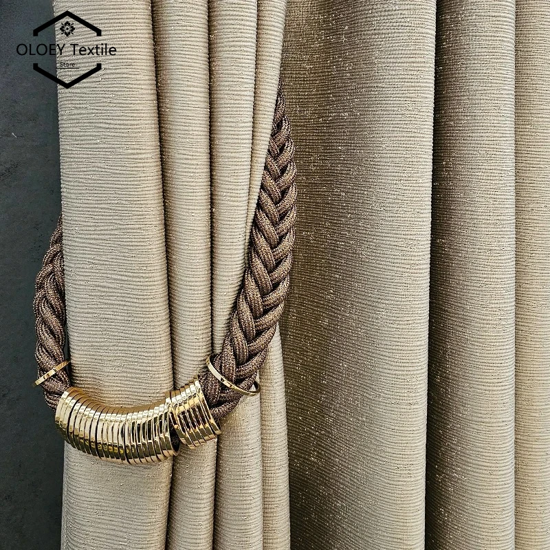 

Modern Luxury High Quality Curtains for Living Room Bedroom Blackout Thermal Insulated Champagne Cream Custom Drapes Tulle