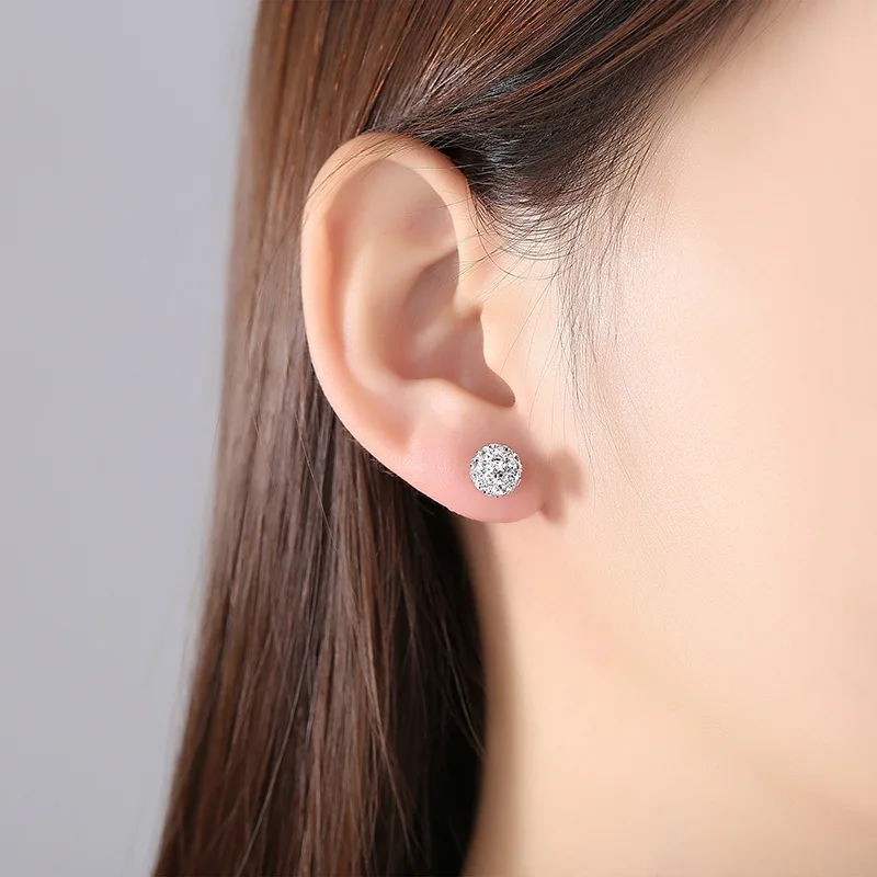 6/8/10/12mm Crystal Rhinestones Ball Stud Earrings for Women Girl