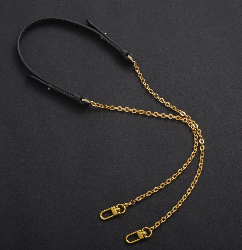 

Top Quality Vegetable Tanned Leather Parts Replacement For Designer Women Handbag Golden Metal Chain Shoulder StrapStrap