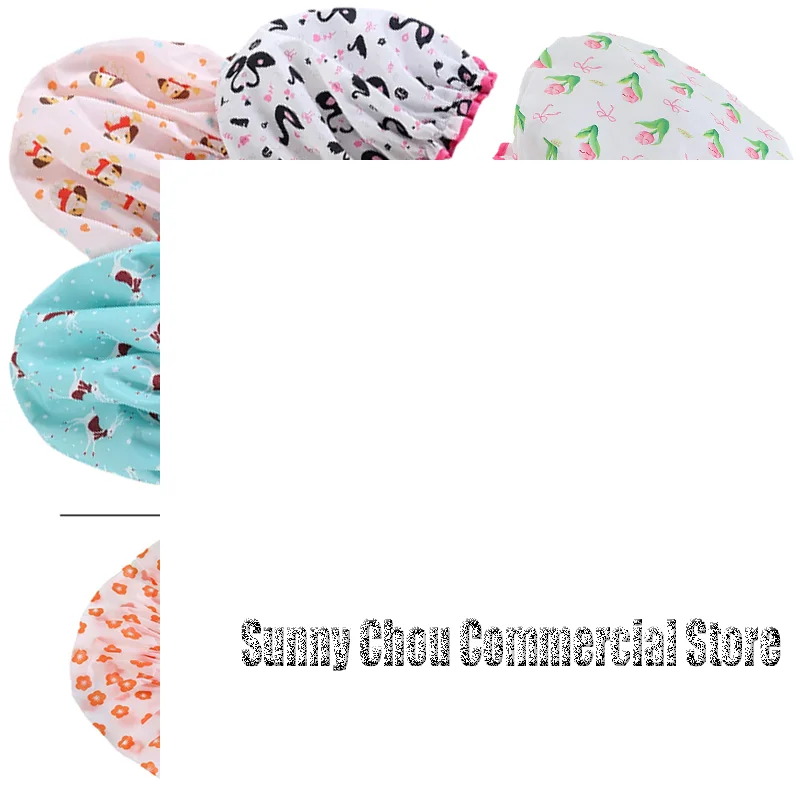 

Двухслойная шапочка для душа с цветочным узором, водонепроницаемая многоразовая шапочка для ванны с принтом для женщин, женская спа-салон, домашнее путешествие, использование