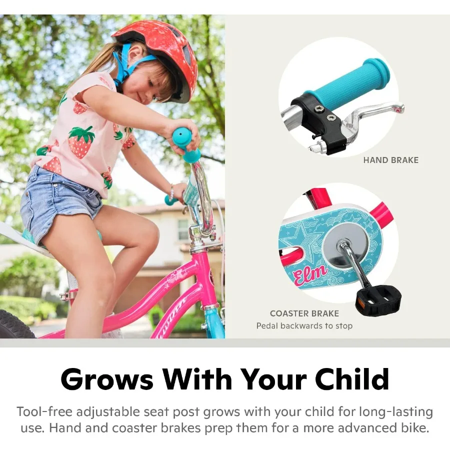 14 Inch Bike for Kids Ages 8-13, Black, Blue, Red, Teal, Pink or Purple, SmartStart Ergonomic Design, Adjustable Seat Grows with