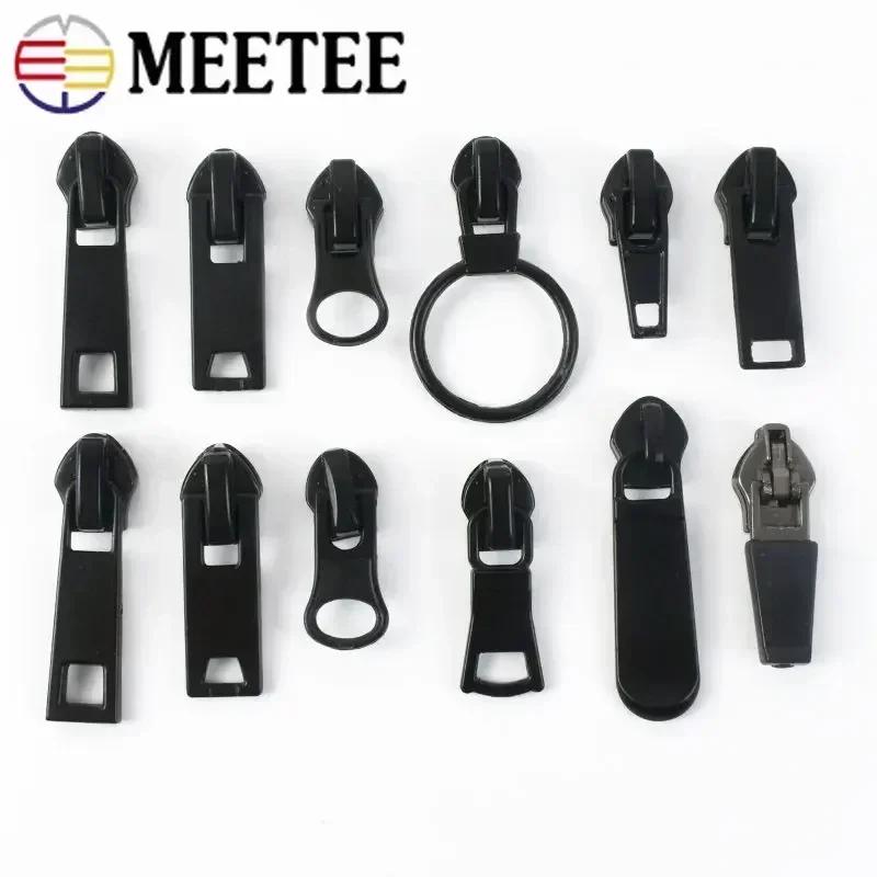 5/10Pcs Meetee 5# Waterproof Reverse Zipper Puller for Nylon Zips Invisible Zip Slider Head Garment Zippers Sewing Accessory