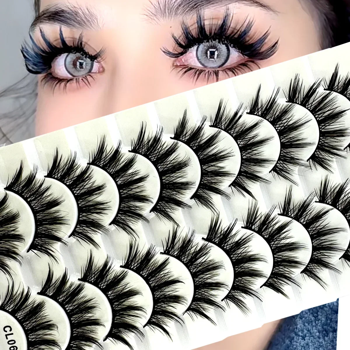 AMSDCN Manga Lashes Natural 10pairs Eyelashes Wispy Fake Lashes Volume Strip Lashes back-to-school season Look Like Extension