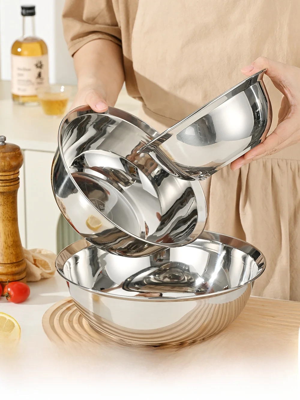 

Кухонная миска из утолщенной нержавеющей стали Food ade 36, суповая миска, столовые приборы, китайская круглая миска-подставка из материкового Китая