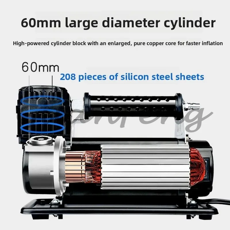 Portable 12v metal inflator, twin-cylinder car tire inflator, high-power custom high-pressure 24v truck