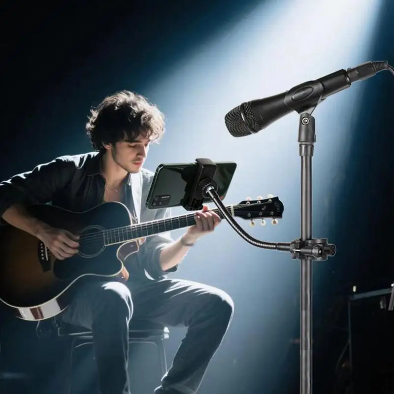 

Microphone Phone Holder Clip Adjustable Microphone Phone Mount With Long Gooseneck Arm Flexible For Drum Music Club Studio