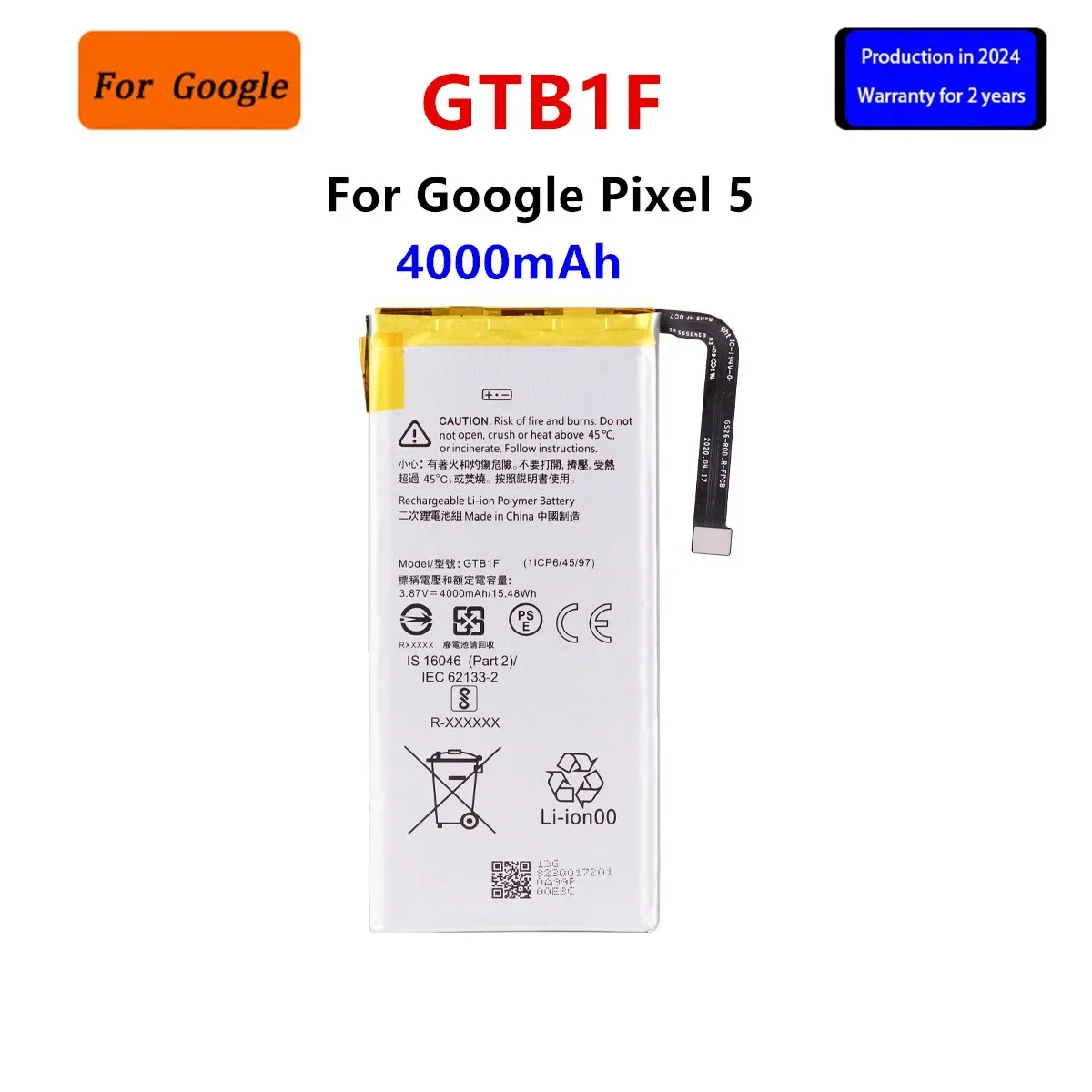 

100% Orginal GTB1T 4000mAh Replacement Battery For HTC Google Pixel 5 Pixel5 GD1YQ GTT9Q Mobile Phone Batteries