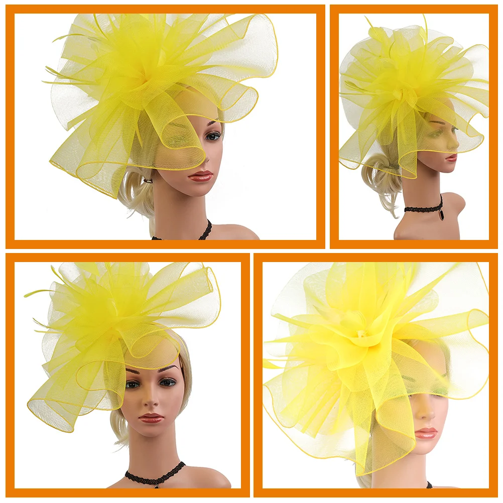 

Mesh Veil Headb Fascinator Hat for Women Grey Bridesmaid Tea Party Dress Hats Vintage Wedding Hair Accessories