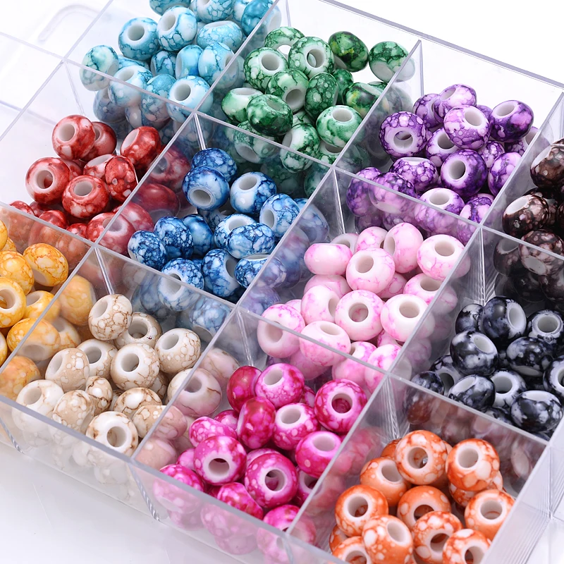 9x15mm Handmade Large Hole Acrylic Beads 30Pcs Colorful Round Abacus Loose Spacer Bead For DIY Jewelry Making Bracelet Accessory